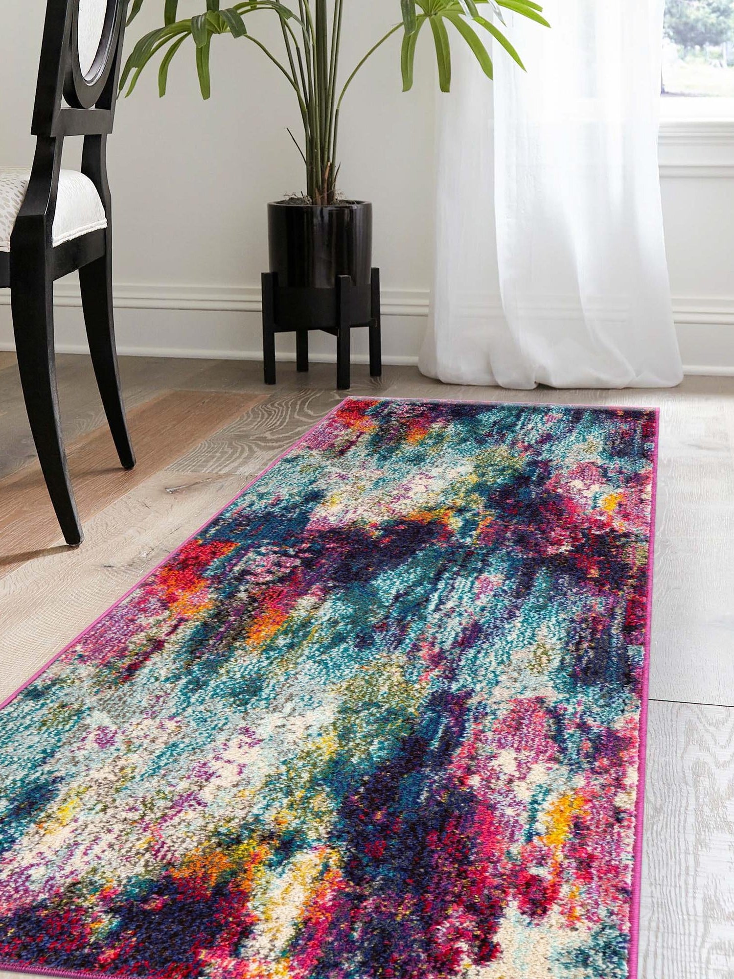 Multicolor 2' 7 x 10' Chromatic Runner Area Rug 100% Polypropylene With Cotton Backing Abstract Modern Colorful Carpet Mat for Home Decor & Interior Design for Sale at Rug Engine