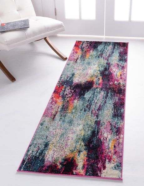 Multicolor 2' 7 x 10' Chromatic Runner Area Rug 100% Polypropylene With Cotton Backing Abstract Modern Colorful Carpet Mat for Home Decor & Interior Design for Sale at Rug Engine