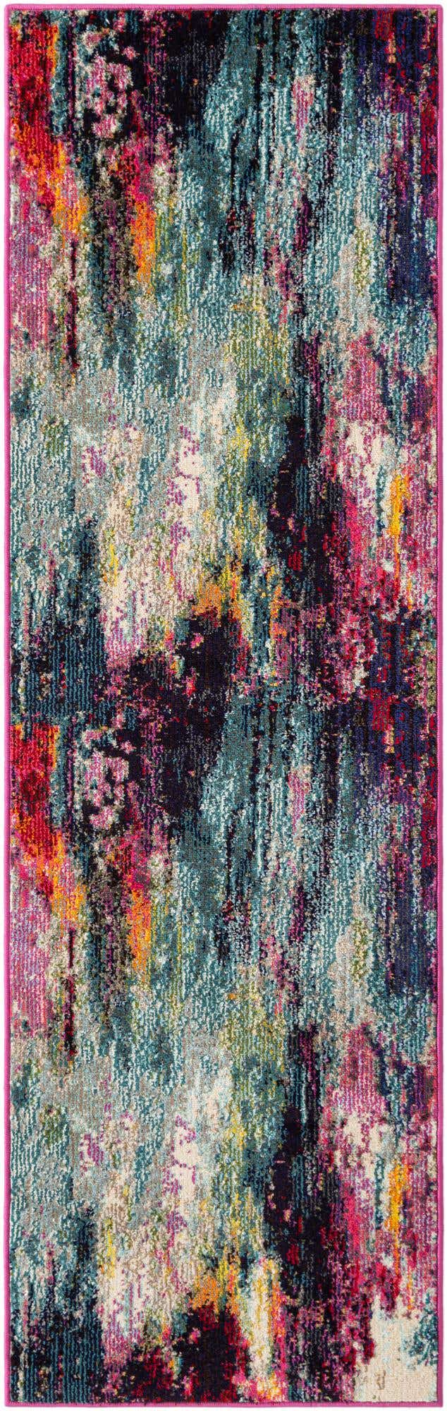 Multicolor 2' 2 x 6' 9 Chromatic Runner Area Rug 100% Polypropylene With Cotton Backing Abstract Modern Colorful Carpet Mat for Home Decor & Interior Design for Sale at Rug Engine