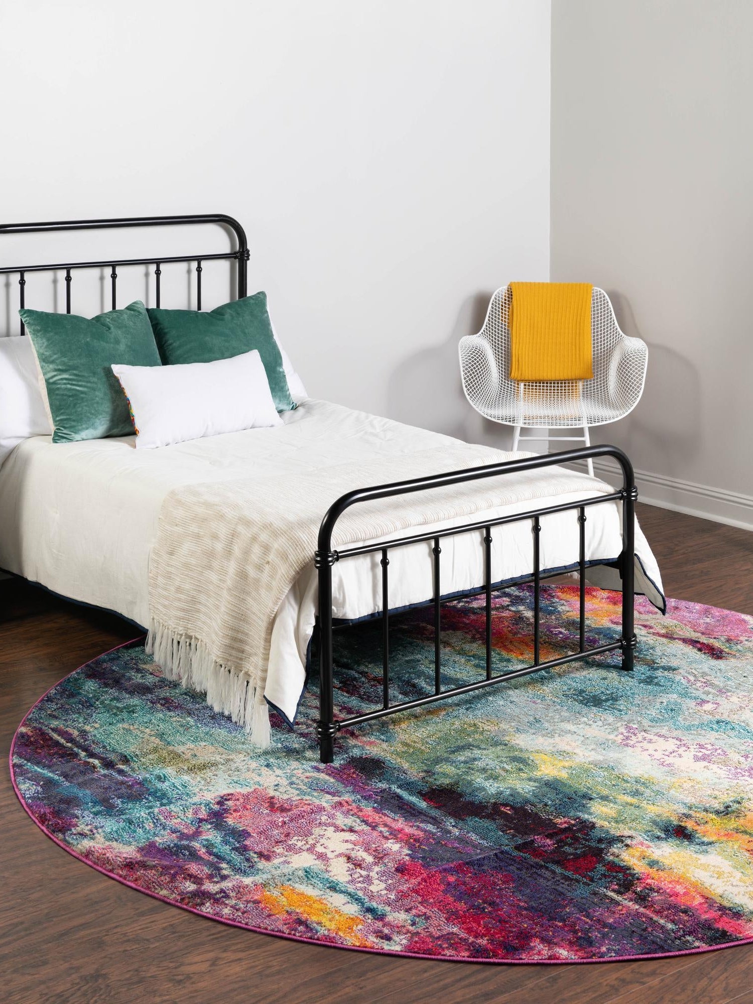 Multicolor 3' 3 x 3' 3 Chromatic Round Area Rug 100% Polypropylene With Cotton Backing Abstract Modern Colorful Carpet Mat for Home Decor & Interior Design for Sale at Rug Engine