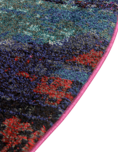 Multicolor 8' x 8' Chromatic Round Area Rug 100% Polypropylene With Cotton Backing Abstract Modern Colorful Carpet Mat for Home Decor & Interior Design for Sale at Rug Engine