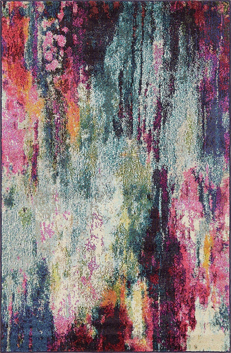 Multicolor 4' 1 x 6' 1 Chromatic Rectangle Area Rug 100% Polypropylene With Cotton Backing Abstract Modern Colorful Carpet Mat for Home Decor & Interior Design for Sale at Rug Engine