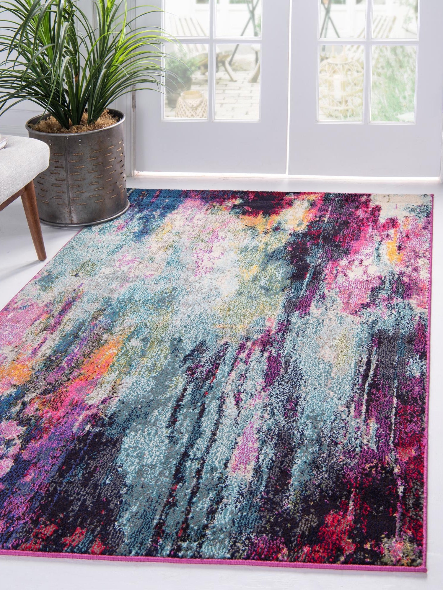 Multicolor 8' x 11' Chromatic Rectangle Area Rug 100% Polypropylene With Cotton Backing Abstract Modern Colorful Carpet Mat for Home Decor & Interior Design for Sale at Rug Engine