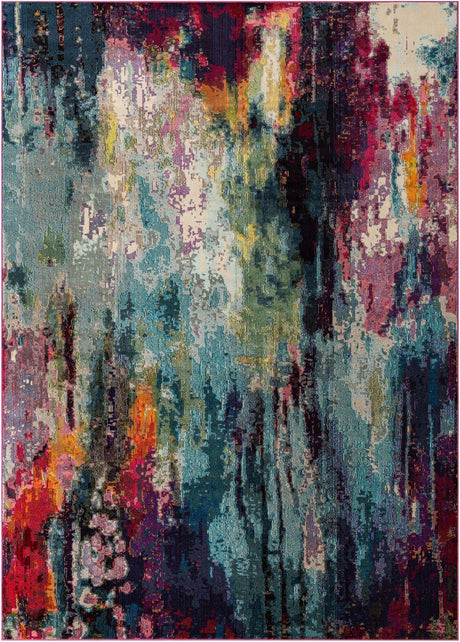 Multicolor 9' x 12' Chromatic Rectangle Area Rug 100% Polypropylene With Cotton Backing Abstract Modern Colorful Carpet Mat for Home Decor & Interior Design for Sale at Rug Engine