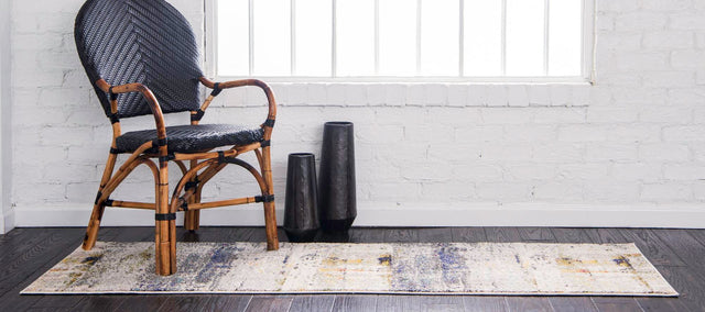 Gray 2' 7 x 10' Chromatic Runner Area Rug 100% Polypropylene With Cotton Backing Abstract Modern Colorful Carpet Mat for Home Decor & Interior Design for Sale at Rug Engine