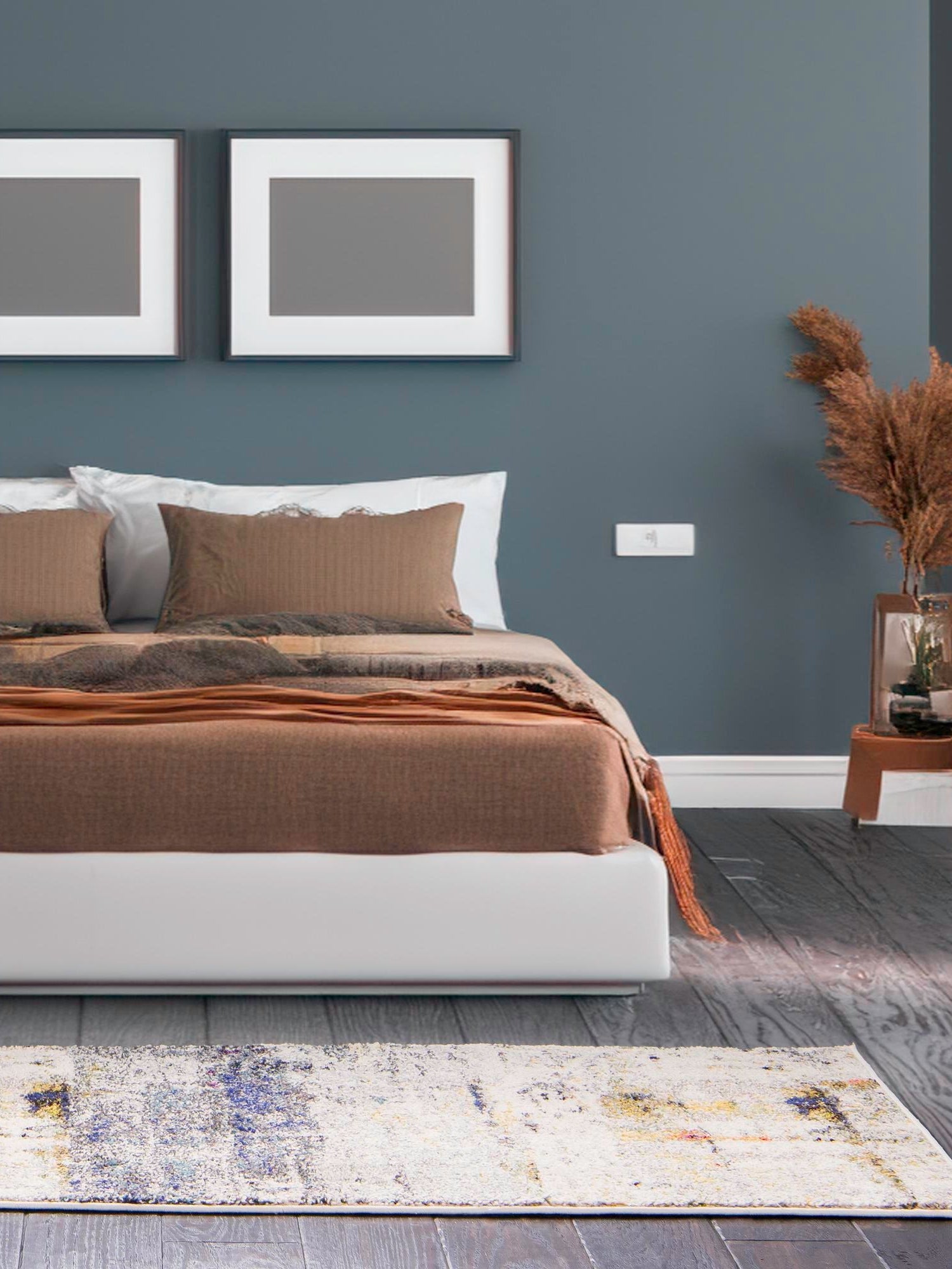 Gray 2' 7 x 10' Chromatic Runner Area Rug 100% Polypropylene With Cotton Backing Abstract Modern Colorful Carpet Mat for Home Decor & Interior Design for Sale at Rug Engine