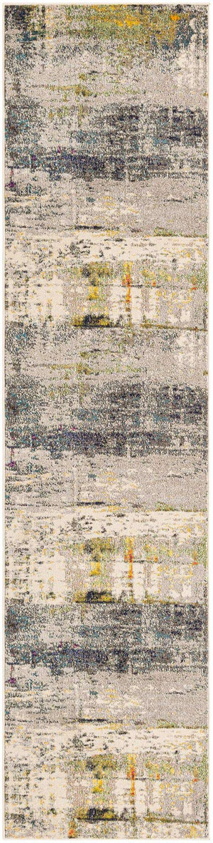 Gray 2' 7 x 10' Chromatic Runner Area Rug 100% Polypropylene With Cotton Backing Abstract Modern Colorful Carpet Mat for Home Decor & Interior Design for Sale at Rug Engine