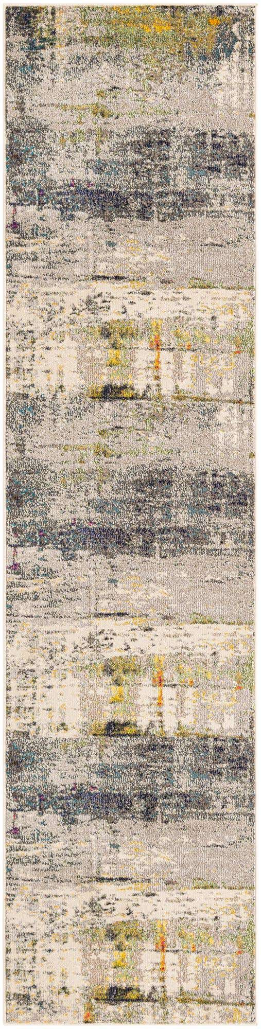 Gray 2' 7 x 10' Chromatic Runner Area Rug 100% Polypropylene With Cotton Backing Abstract Modern Colorful Carpet Mat for Home Decor & Interior Design for Sale at Rug Engine