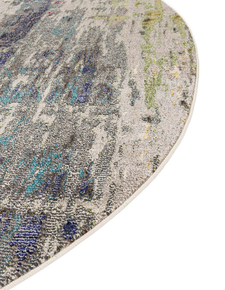 Gray 8' x 8' Chromatic Round Area Rug 100% Polypropylene With Cotton Backing Abstract Modern Colorful Carpet Mat for Home Decor & Interior Design for Sale at Rug Engine