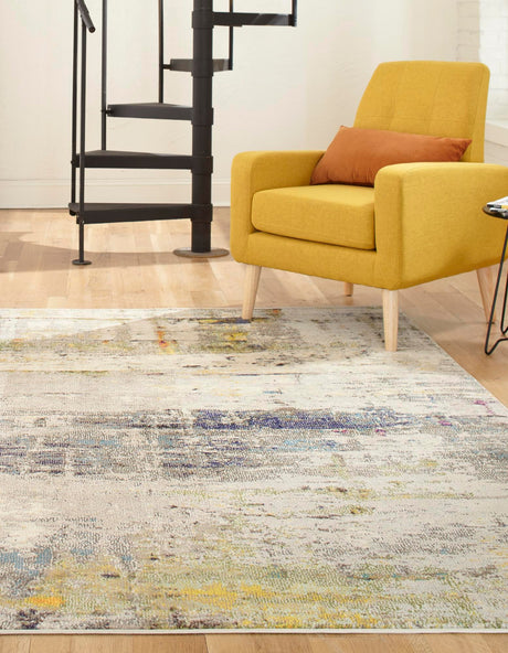Gray 5' 1 x 8' Chromatic Rectangle Area Rug 100% Polypropylene With Cotton Backing Abstract Modern Colorful Carpet Mat for Home Decor & Interior Design for Sale at Rug Engine