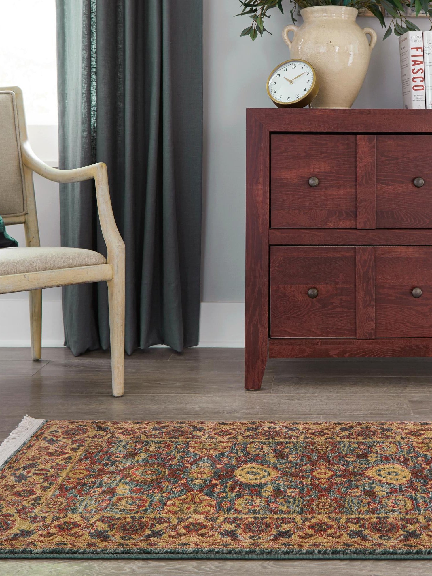 Blue 2' x 6' 1 Edinburgh Runner Area Rug 100% Polypropylene Easy Clean With Cotton Backing Traditional Classic Design Carpet for Living, Dining Room, Office for Sale at Rug Engine