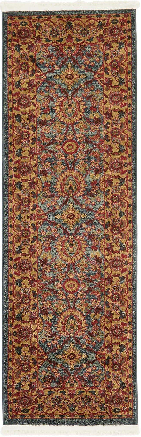 Blue 2' x 6' 1 Edinburgh Runner Area Rug 100% Polypropylene Easy Clean With Cotton Backing Traditional Classic Design Carpet for Living, Dining Room, Office for Sale at Rug Engine