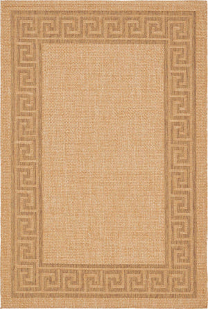 Light Brown 6' 1 x 9' Outdoor Border Rectangle Rug