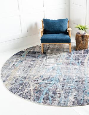 Multicolor 8' x 8' Jill Zarin Downtown Round Area Rug 100% Polyester (Space-Dyed Yarn) Abstract Modern Colorful Vivid Carpet for Home Interior Design for Sale at Rug Engine