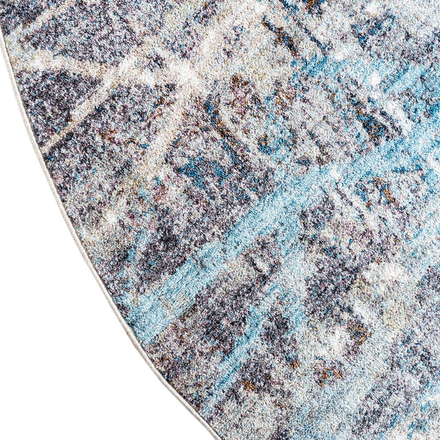 Multicolor 8' x 8' Jill Zarin Downtown Round Area Rug 100% Polyester (Space-Dyed Yarn) Abstract Modern Colorful Vivid Carpet for Home Interior Design for Sale at Rug Engine