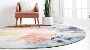 Multicolor 5' 3 x 5' 3 Jill Zarin Downtown Round Area Rug 100% Polyester (Space-Dyed Yarn) Abstract Modern Colorful Vivid Carpet for Home Interior Design for Sale at Rug Engine