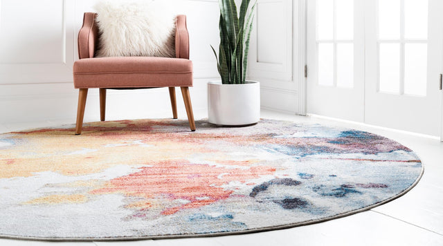 Multicolor 5' 3 x 5' 3 Jill Zarin Downtown Round Area Rug 100% Polyester (Space-Dyed Yarn) Abstract Modern Colorful Vivid Carpet for Home Interior Design for Sale at Rug Engine