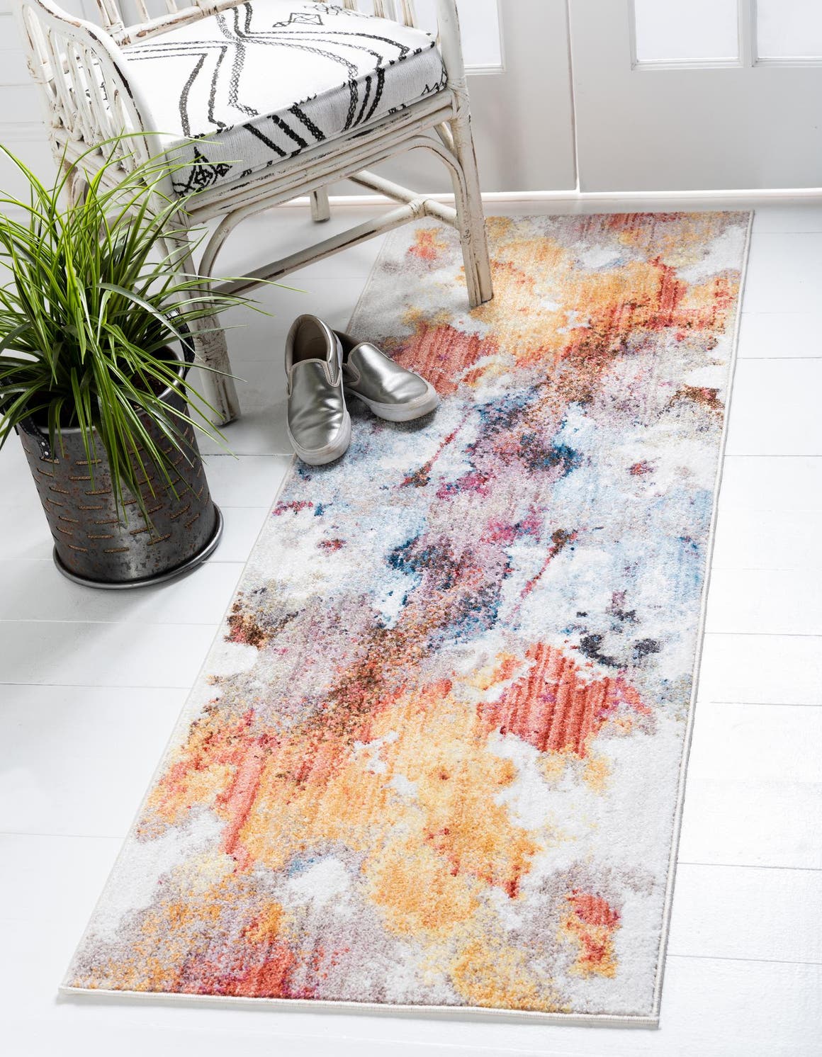 Multicolor 2' 7 x 10' Jill Zarin Downtown Runner Area Rug 100% Polyester (Space-Dyed Yarn) Abstract Modern Colorful Vivid Carpet for Home Interior Design for Sale at Rug Engine