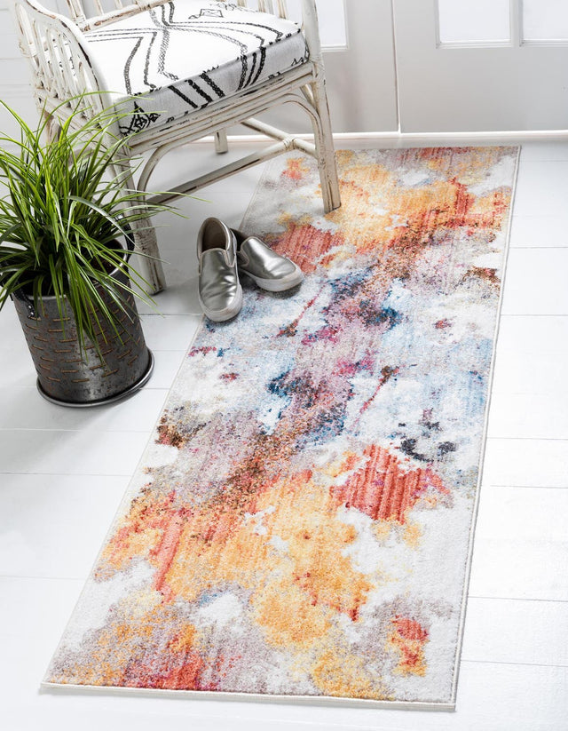 Multicolor 2' 7 x 10' Jill Zarin Downtown Runner Area Rug 100% Polyester (Space-Dyed Yarn) Abstract Modern Colorful Vivid Carpet for Home Interior Design for Sale at Rug Engine