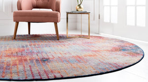 Multicolor 8' x 8' Jill Zarin Downtown Round Area Rug 100% Polyester (Space-Dyed Yarn) Abstract Modern Colorful Vivid Carpet for Home Interior Design for Sale at Rug Engine