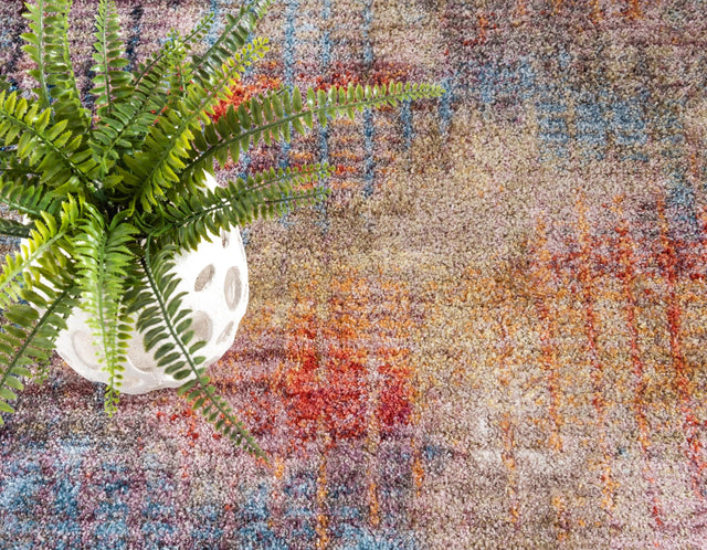 Multicolor 8' x 8' Jill Zarin Downtown Round Area Rug 100% Polyester (Space-Dyed Yarn) Abstract Modern Colorful Vivid Carpet for Home Interior Design for Sale at Rug Engine