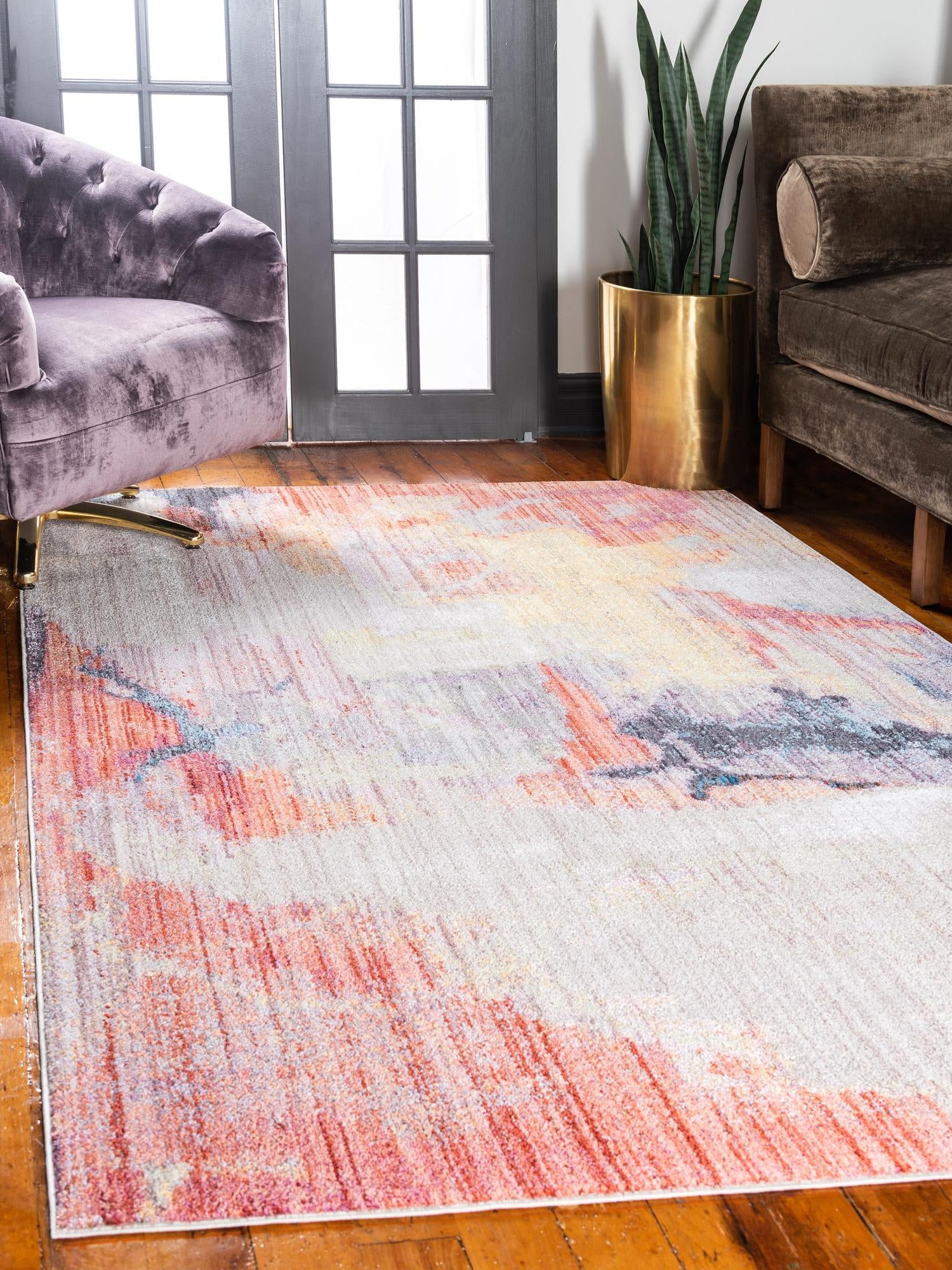 Multicolor 1' 8 x 1' 8 Jill Zarin Downtown Sample Area Rug 100% Polyester (Space-Dyed Yarn) Abstract Modern Colorful Vivid Carpet for Home Interior Design for Sale at Rug Engine