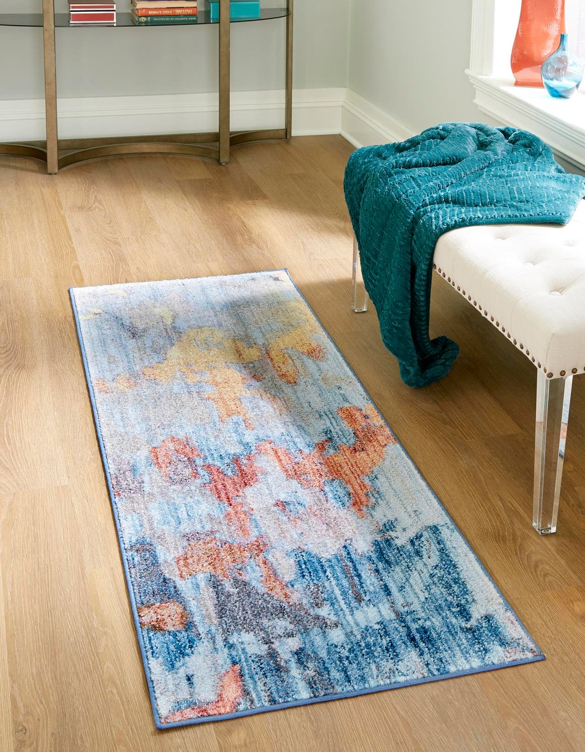 Multicolor 2' x 8' Jill Zarin Downtown Runner Area Rug 100% Polyester (Space-Dyed Yarn) Abstract Modern Colorful Vivid Carpet for Home Interior Design for Sale at Rug Engine