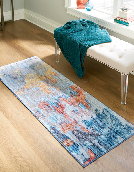 Multicolor 2' x 8' Jill Zarin Downtown Runner Area Rug 100% Polyester (Space-Dyed Yarn) Abstract Modern Colorful Vivid Carpet for Home Interior Design for Sale at Rug Engine