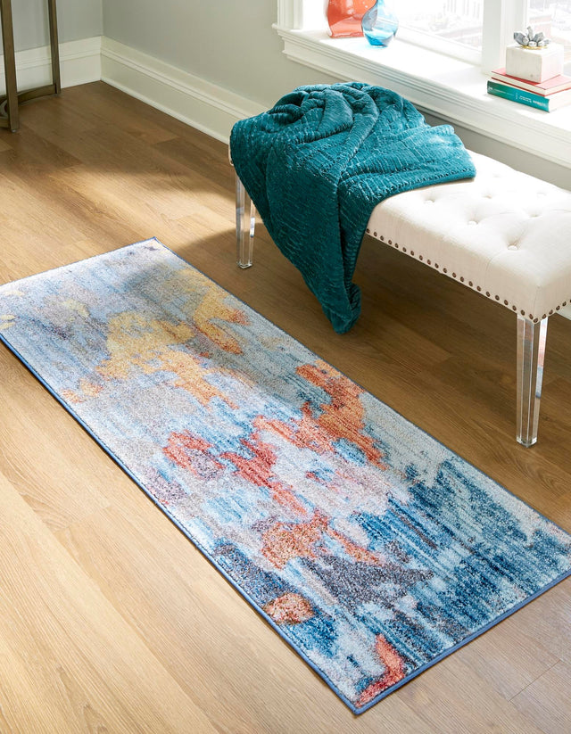 Multicolor 2' x 8' Jill Zarin Downtown Runner Area Rug 100% Polyester (Space-Dyed Yarn) Abstract Modern Colorful Vivid Carpet for Home Interior Design for Sale at Rug Engine