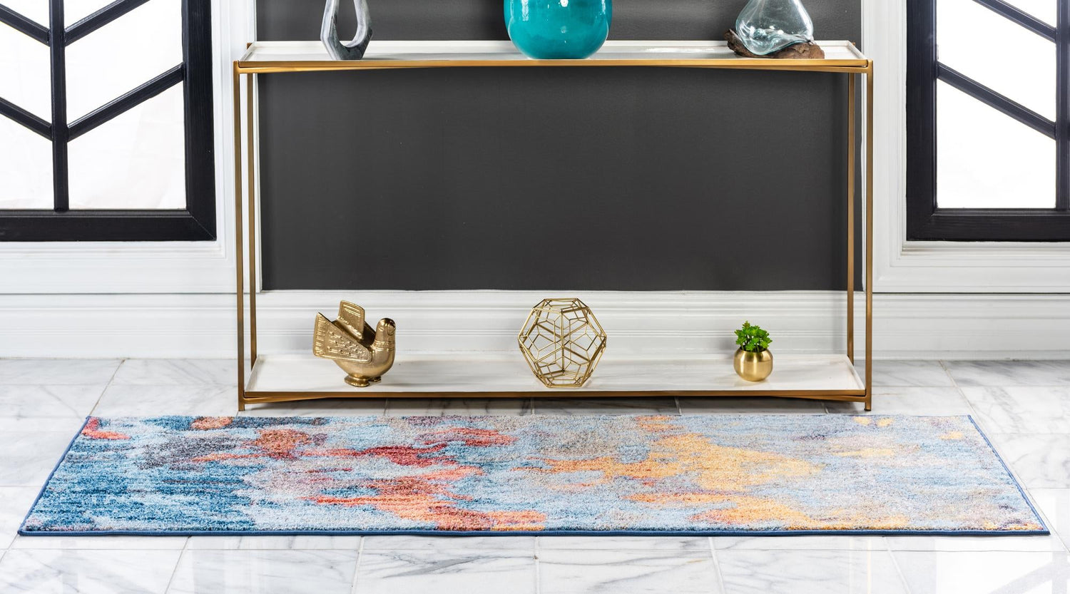 Multicolor 2' x 8' Jill Zarin Downtown Runner Area Rug 100% Polyester (Space-Dyed Yarn) Abstract Modern Colorful Vivid Carpet for Home Interior Design for Sale at Rug Engine