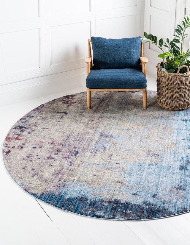 Multicolor 5' 3 x 5' 3 Jill Zarin Downtown Round Area Rug 100% Polyester (Space-Dyed Yarn) Abstract Modern Colorful Vivid Carpet for Home Interior Design for Sale at Rug Engine