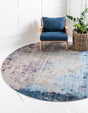 Multicolor 5' 3 x 5' 3 Jill Zarin Downtown Round Area Rug 100% Polyester (Space-Dyed Yarn) Abstract Modern Colorful Vivid Carpet for Home Interior Design for Sale at Rug Engine