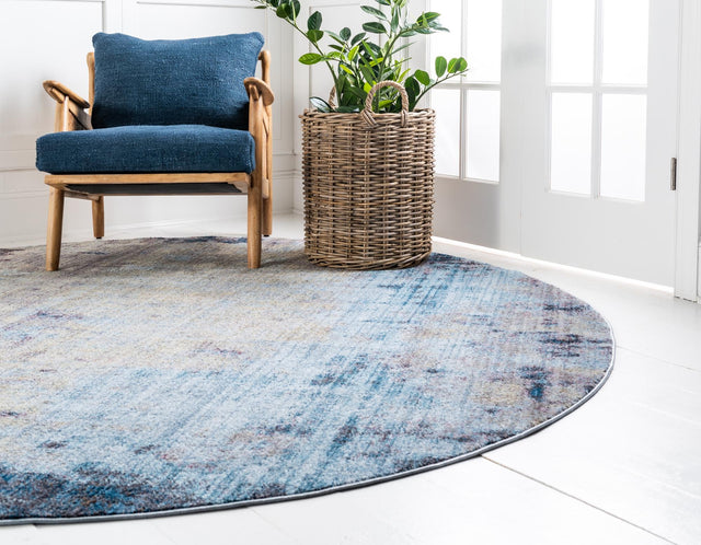 Multicolor 8' x 8' Jill Zarin Downtown Round Area Rug 100% Polyester (Space-Dyed Yarn) Abstract Modern Colorful Vivid Carpet for Home Interior Design for Sale at Rug Engine