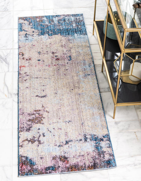 Multicolor 2' x 8' Jill Zarin Downtown Runner Area Rug 100% Polyester (Space-Dyed Yarn) Abstract Modern Colorful Vivid Carpet for Home Interior Design for Sale at Rug Engine