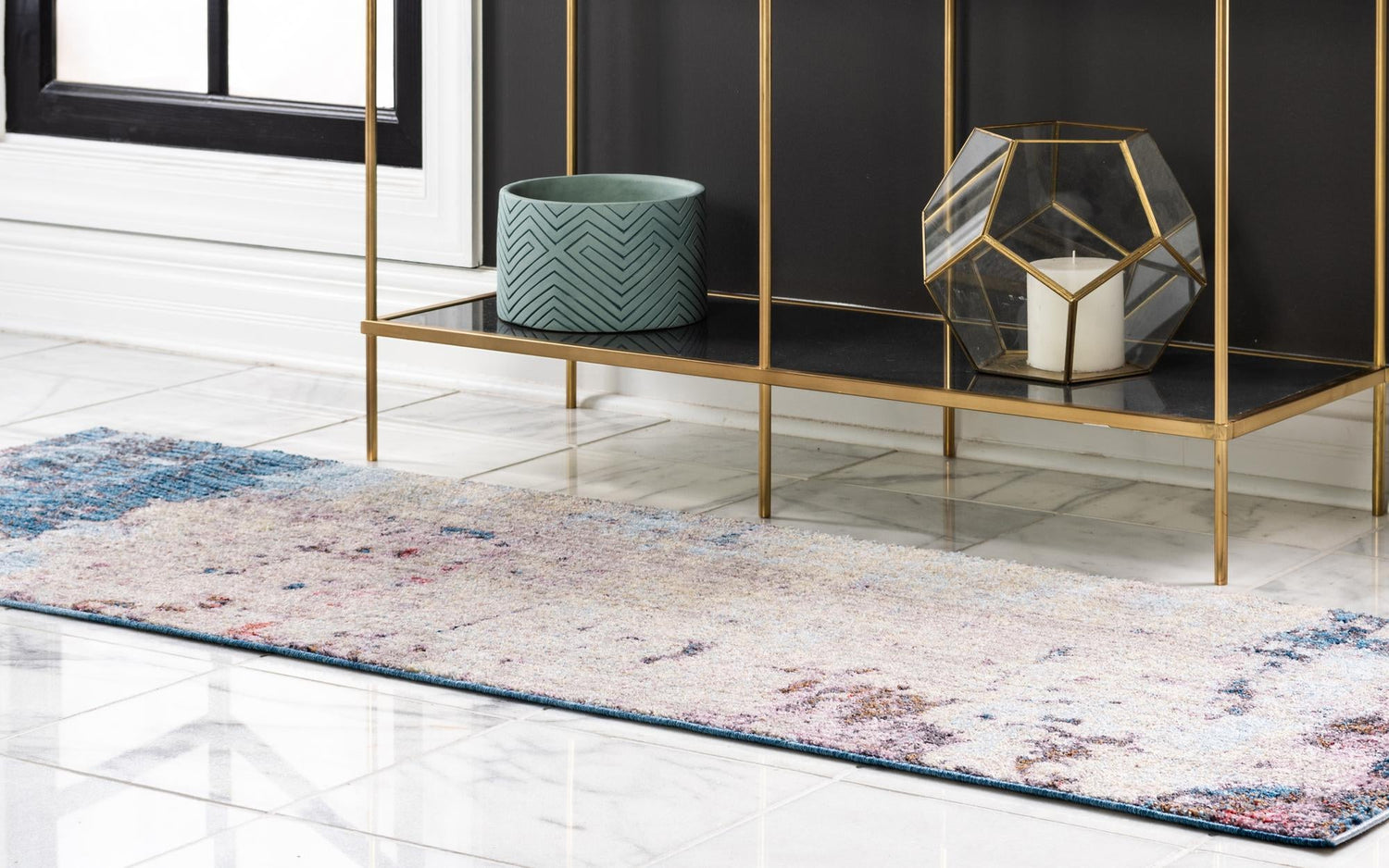 Multicolor 2' x 8' Jill Zarin Downtown Runner Area Rug 100% Polyester (Space-Dyed Yarn) Abstract Modern Colorful Vivid Carpet for Home Interior Design for Sale at Rug Engine