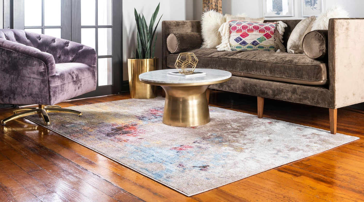 Multicolor 5' 1 x 8' Jill Zarin Downtown Rectangle Area Rug 100% Polyester (Space-Dyed Yarn) Abstract Modern Colorful Vivid Carpet for Home Interior Design for Sale at Rug Engine