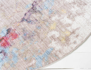 Multicolor 8' x 8' Jill Zarin Downtown Round Area Rug 100% Polyester (Space-Dyed Yarn) Abstract Modern Colorful Vivid Carpet for Home Interior Design for Sale at Rug Engine