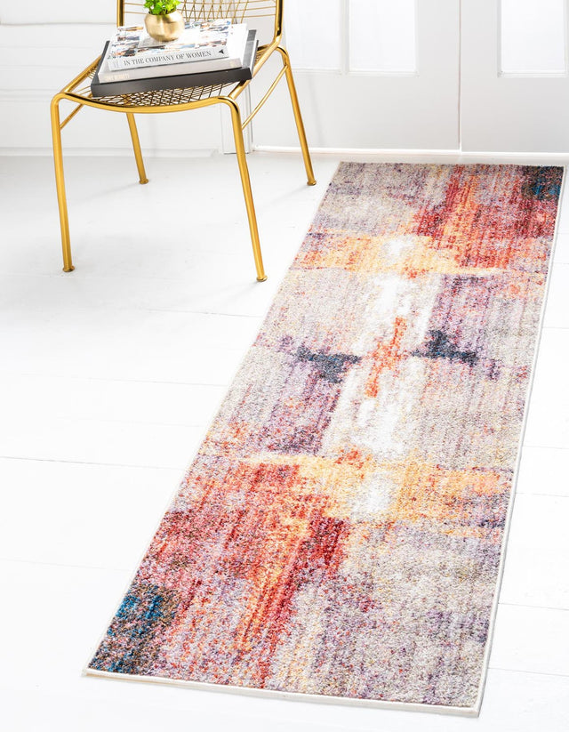 Multicolor 2' x 8' Jill Zarin Downtown Runner Area Rug 100% Polyester (Space-Dyed Yarn) Abstract Modern Colorful Vivid Carpet for Home Interior Design for Sale at Rug Engine
