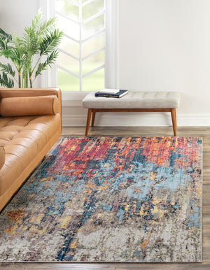 Multicolor 1' 8 x 1' 8 Jill Zarin Downtown Sample Area Rug 100% Polyester (Space-Dyed Yarn) Abstract Modern Colorful Vivid Carpet for Home Interior Design for Sale at Rug Engine