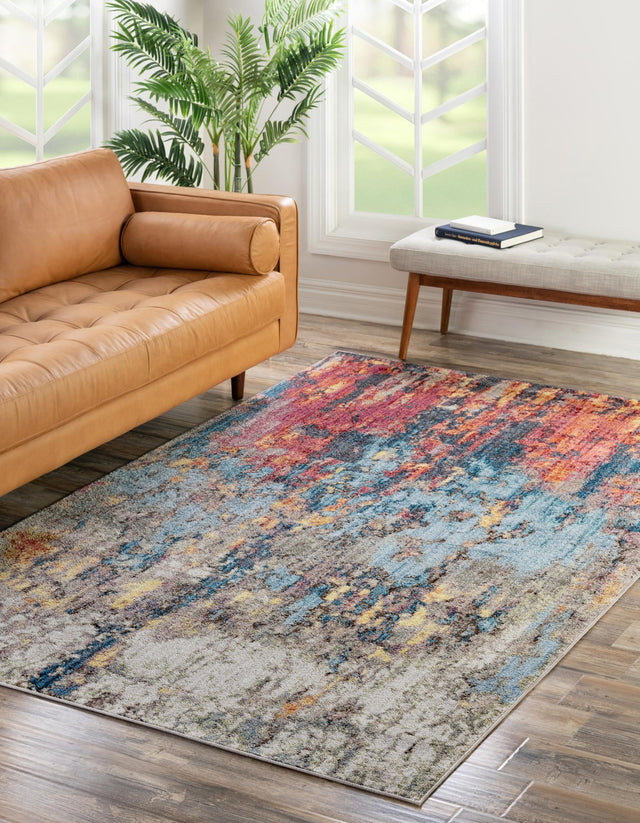 Multicolor 5' 1 x 8' Jill Zarin Downtown Rectangle Area Rug 100% Polyester (Space-Dyed Yarn) Abstract Modern Colorful Vivid Carpet for Home Interior Design for Sale at Rug Engine