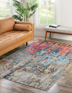 Multicolor 7' 1 x 10' Jill Zarin Downtown Rectangle Area Rug 100% Polyester (Space-Dyed Yarn) Abstract Modern Colorful Vivid Carpet for Home Interior Design for Sale at Rug Engine