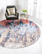 Multicolor 5' 3 x 5' 3 Jill Zarin Downtown Round Area Rug 100% Polyester (Space-Dyed Yarn) Abstract Modern Colorful Vivid Carpet for Home Interior Design for Sale at Rug Engine