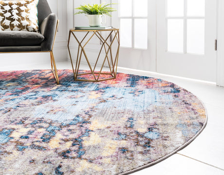 Multicolor 5' 3 x 5' 3 Jill Zarin Downtown Round Area Rug 100% Polyester (Space-Dyed Yarn) Abstract Modern Colorful Vivid Carpet for Home Interior Design for Sale at Rug Engine