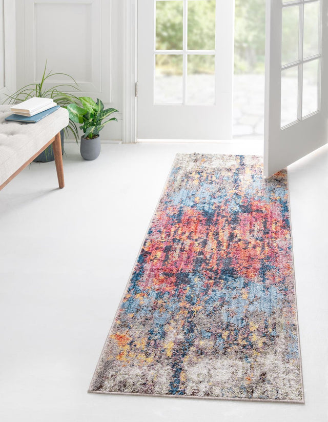 Multicolor 2' 7 x 10' Jill Zarin Downtown Runner Area Rug 100% Polyester (Space-Dyed Yarn) Abstract Modern Colorful Vivid Carpet for Home Interior Design for Sale at Rug Engine
