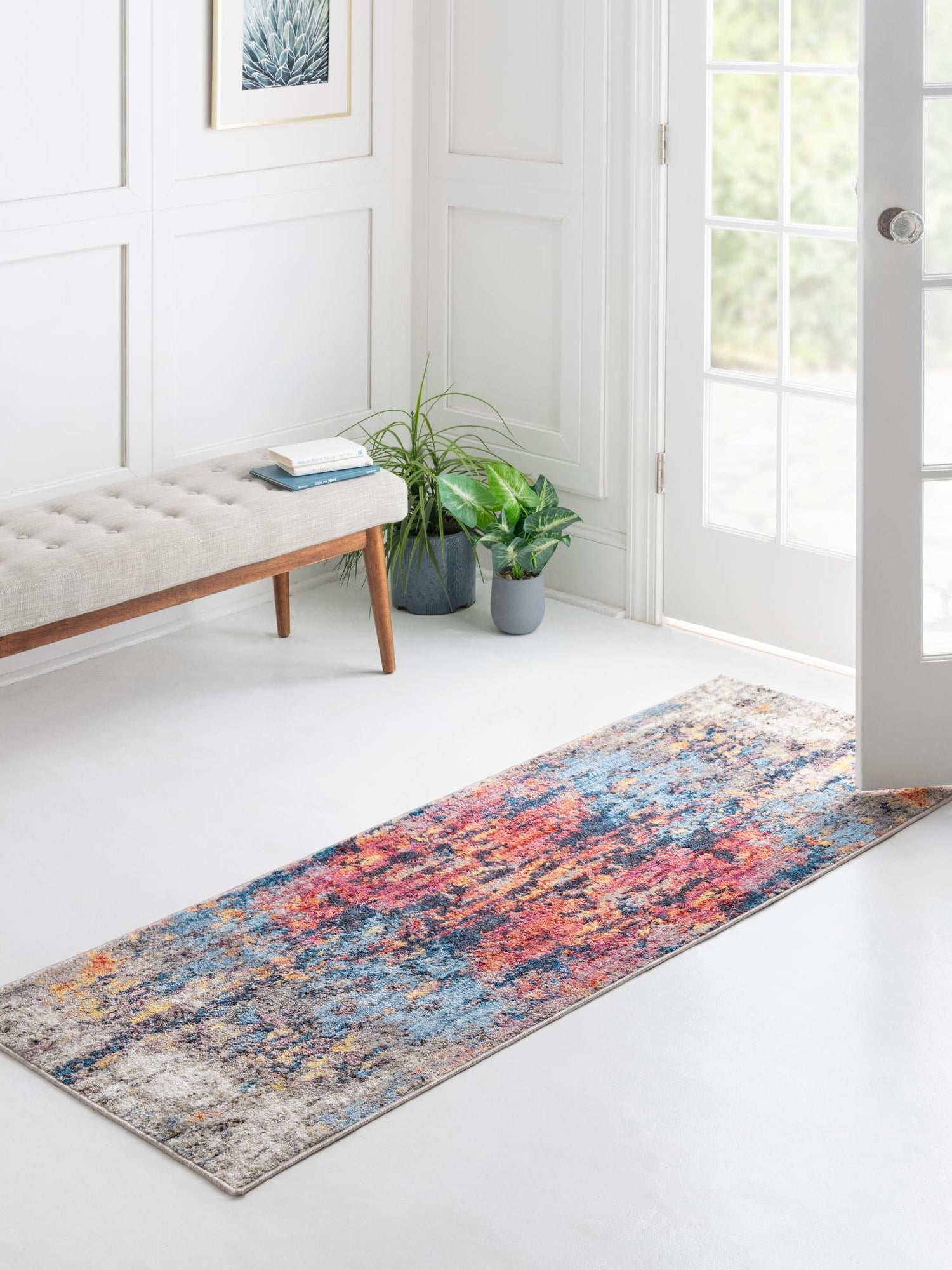 Multicolor 2' 7 x 10' Jill Zarin Downtown Runner Area Rug 100% Polyester (Space-Dyed Yarn) Abstract Modern Colorful Vivid Carpet for Home Interior Design for Sale at Rug Engine