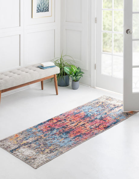 Multicolor 2' 7 x 10' Jill Zarin Downtown Runner Area Rug 100% Polyester (Space-Dyed Yarn) Abstract Modern Colorful Vivid Carpet for Home Interior Design for Sale at Rug Engine