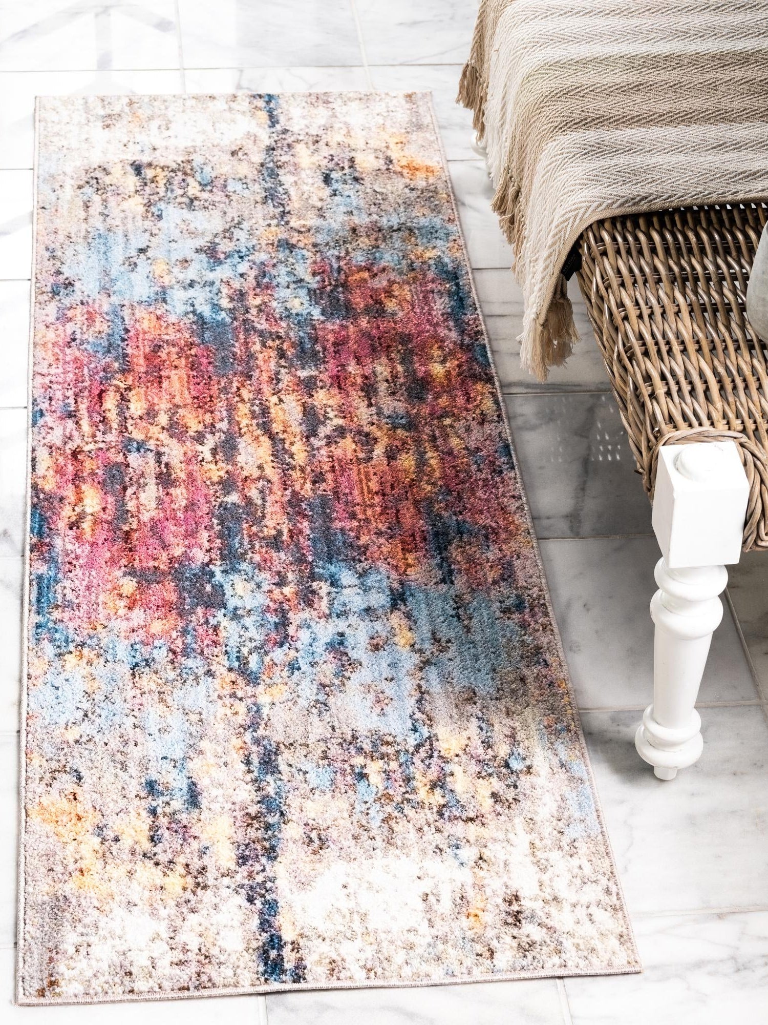 Multicolor 2' 7 x 13' 1 Jill Zarin Downtown Runner Area Rug 100% Polyester (Space-Dyed Yarn) Abstract Modern Colorful Vivid Carpet for Home Interior Design for Sale at Rug Engine