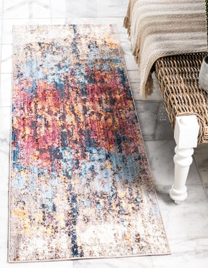 Multicolor 2' 7 x 10' Jill Zarin Downtown Runner Area Rug 100% Polyester (Space-Dyed Yarn) Abstract Modern Colorful Vivid Carpet for Home Interior Design for Sale at Rug Engine