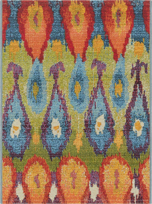 Multicolor 2' 2 x 3' 1 Outdoor Modern Rectangle Area Rug Weather Resistant for Patio, Deck, Terrace, Balcony, Porch 100% Polypropylene Modern Outside Carpet for Sale at Rug Engine