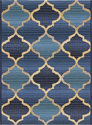 Blue 2' 2 x 3' Outdoor Trellis Rectangle Area Rug Weather Resistant for Patio, Deck, Terrace, Balcony, Porch